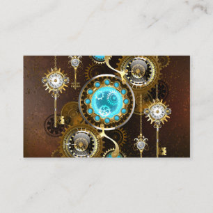 Steampunk Roestige Achtergrond met Turquoise Lenze Visitekaartje