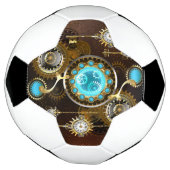 Steampunk Roestige Achtergrond met Turquoise Lenze Voetbal (Gedraaid)