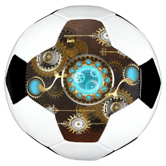 Steampunk Roestige Achtergrond met Turquoise Lenze Voetbal (Gedraaid)