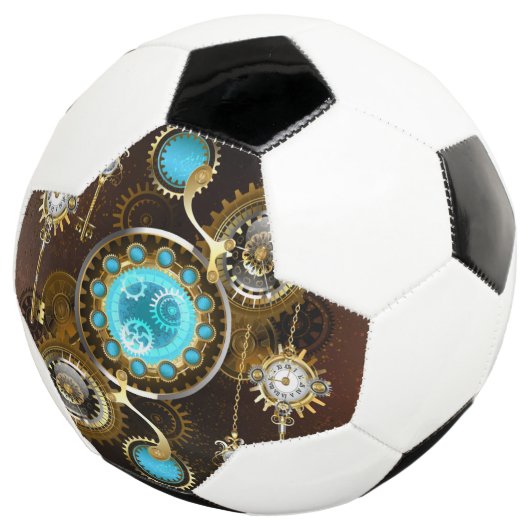 Steampunk Roestige Achtergrond met Turquoise Lenze Voetbal (Drie kwart)