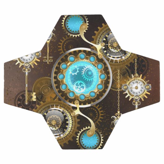 Steampunk Roestige Achtergrond met Turquoise Lenze Voetbal (Enkel)