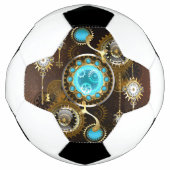 Steampunk Roestige Achtergrond met Turquoise Lenze Voetbal (Voorkant)