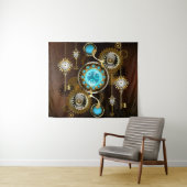 Steampunk Roestige Achtergrond met Turquoise Lenze Wandkleed (In Situ (horizontaal))