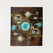 Steampunk Roestige Achtergrond met Turquoise Lenze Wandkleed (Voorkant)