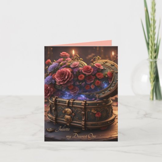 Steampunk Romance Feestdagen Kaart (Voorkant)