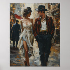 Steampunk Romance - stijl Waterverf Art Poster