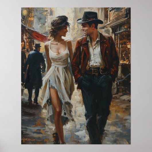 Steampunk Romance -  stijl Waterverf Art Poster (Voorkant)