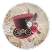 Steampunk Romantic Pet W/Watch en veren Keramische Knop (Voorkant)