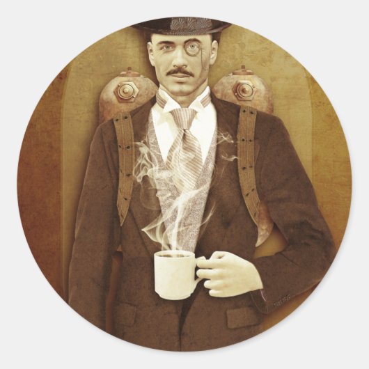 STEAMPUNK RONDE STICKER (Voorkant)