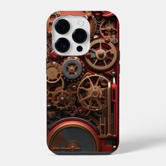 Steampunk rood iPhone hoesje (Achterkant)