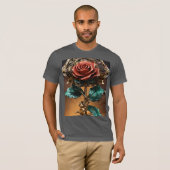 Steampunk Roos Bloom – Mechanical Elegance T-shirt (Voorkant volledig)
