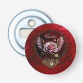Steampunk-roos Button Flesopener (Voorkant)
