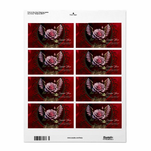 Steampunk-roos Etiket (Full Sheet)