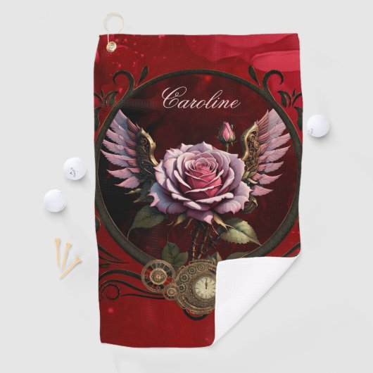 Steampunk-roos Golfhanddoek (Insitu)