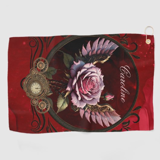 Steampunk-roos Golfhanddoek (Horizontaal)