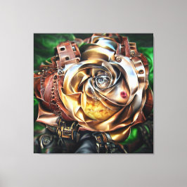 Steampunk Roos met surrealistisch gezicht - Mechan Canvas Afdruk