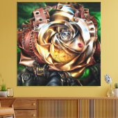 Steampunk Roos met surrealistisch gezicht - Mechan Canvas Afdruk (Insitu (Woonkamer))