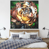 Steampunk Roos met surrealistisch gezicht - Mechan Canvas Afdruk (Insitu (Slaapkamer))