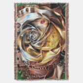 Steampunk Roos met surrealistisch gezicht - Mechan Deken (Voorkant Verticaal)