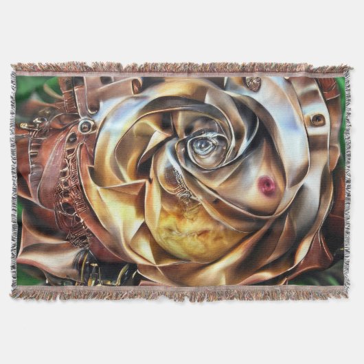 Steampunk Roos met surrealistisch gezicht - Mechan Deken (Voorkant)