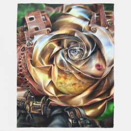 Steampunk Roos met surrealistisch gezicht - Mechan Fleece Deken