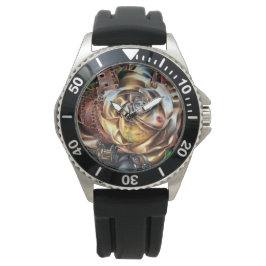 Steampunk Roos met surrealistisch gezicht - Mechan Horloge