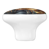 Steampunk Roos met surrealistisch gezicht - Mechan Keramische Knop (Zijkant)