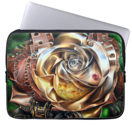 Steampunk Roos met surrealistisch gezicht - Mechan Laptop Sleeve