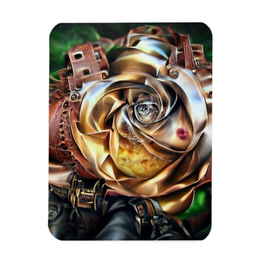 Steampunk Roos met surrealistisch gezicht - Mechan Magneet (Verticaal)