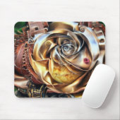 Steampunk Roos met surrealistisch gezicht - Mechan Muismat (Met muis)