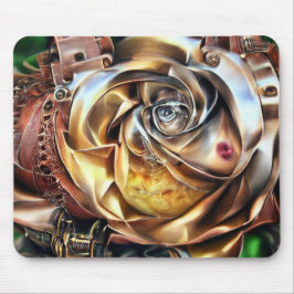 Steampunk Roos met surrealistisch gezicht - Mechan Muismat
