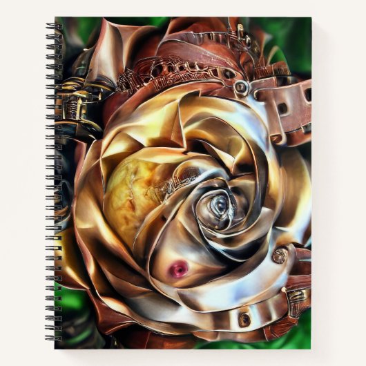 Steampunk Roos met surrealistisch gezicht - Mechan Notitieboek (Voorkant)