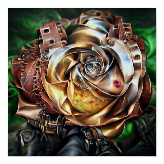 Steampunk Roos met surrealistisch gezicht - Mechan Perfect Poster (Voorkant)