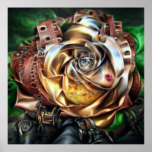 Steampunk Roos met surrealistisch gezicht - Mechan Poster (Voorkant)