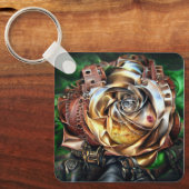 Steampunk Roos met surrealistisch gezicht - Mechan Sleutelhanger (Voorkant)