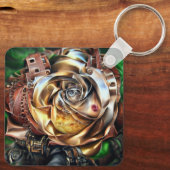 Steampunk Roos met surrealistisch gezicht - Mechan Sleutelhanger (Achterkant)