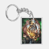 Steampunk Roos met surrealistisch gezicht - Mechan Sleutelhanger (Voorkant Links)