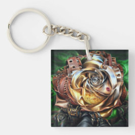 Steampunk Roos met surrealistisch gezicht - Mechan Sleutelhanger