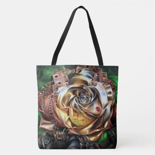 Steampunk Roos met surrealistisch gezicht - Mechan Tote Bag (Voorkant)