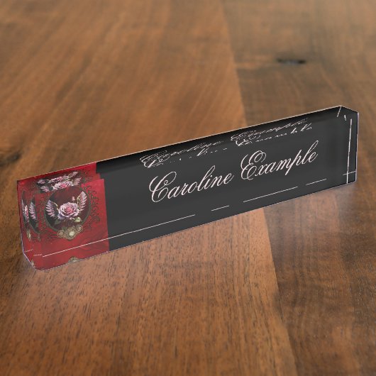 Steampunk-roos Naambordje (Zijkant)