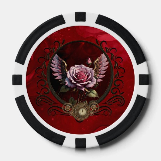 Steampunk-roos Poker Chips (Voorkant)