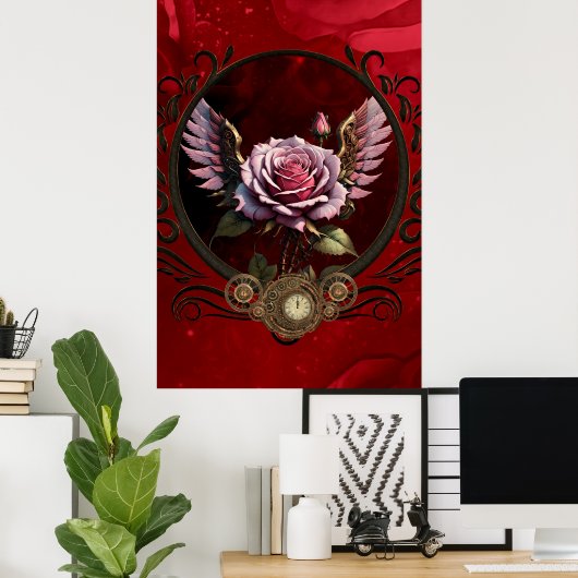 Steampunk-roos Poster (Thuiskantoor)