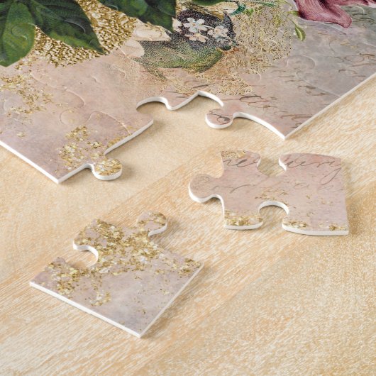 Steampunk Roos | Roze en goudverfijnd Legpuzzel (Zijkant)