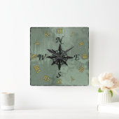 Steampunk  Roos Vierkante Klok (Huis)