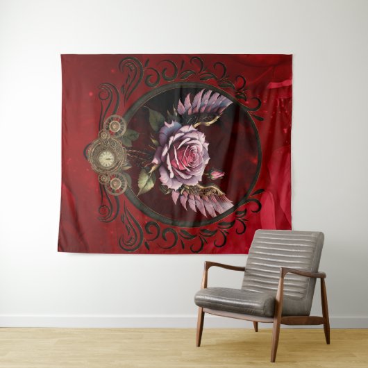 Steampunk-roos Wandkleed (In Situ (horizontaal))