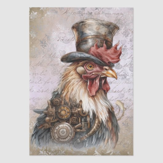 Steampunk Rooster Tissuepapier (Voorkant)