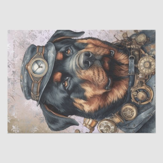 Steampunk Rottweiler Dog Tissuepapier (Voorkant)