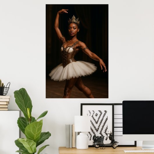 Steampunk Royal Ballerina Elegant Fantasy Poster (Thuiskantoor)