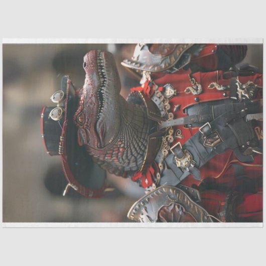 Steampunk Royal Rood Zwart Alligator Decouapge Tissuepapier (Voorkant)