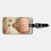  Steampunk Roze Bloemen Hete Luchtballon Bagagelabel (Voorkant horizontaal)